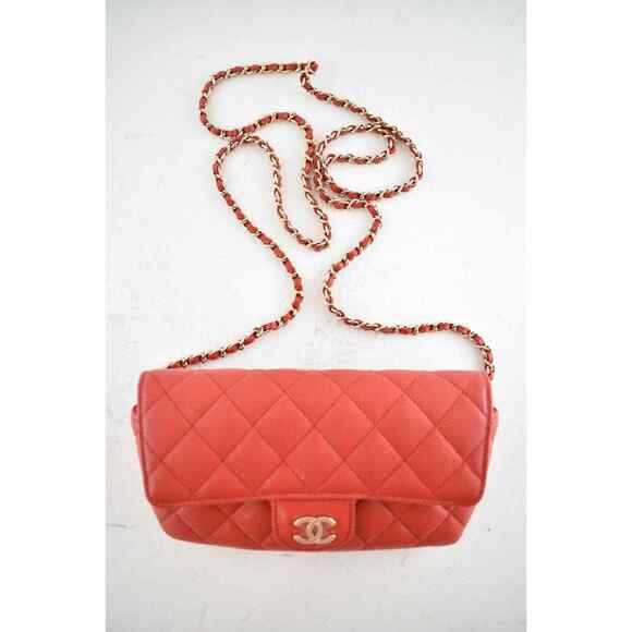 Chanel 22C Red Caviar Classic Glasses Case On Chain Clutch CC Shoulder Crossbody - Picture 2 of 12